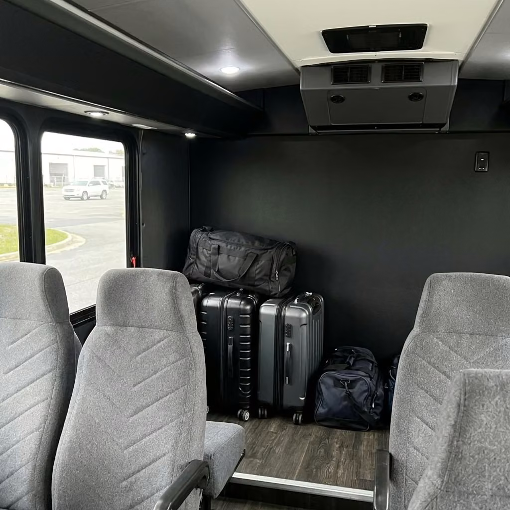tucker 15 passenger minibus luggage area