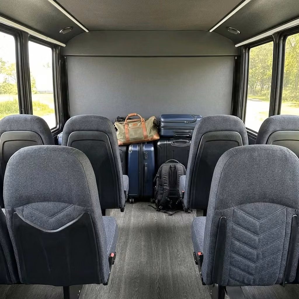 tucker 25 passenger minibus luggage area