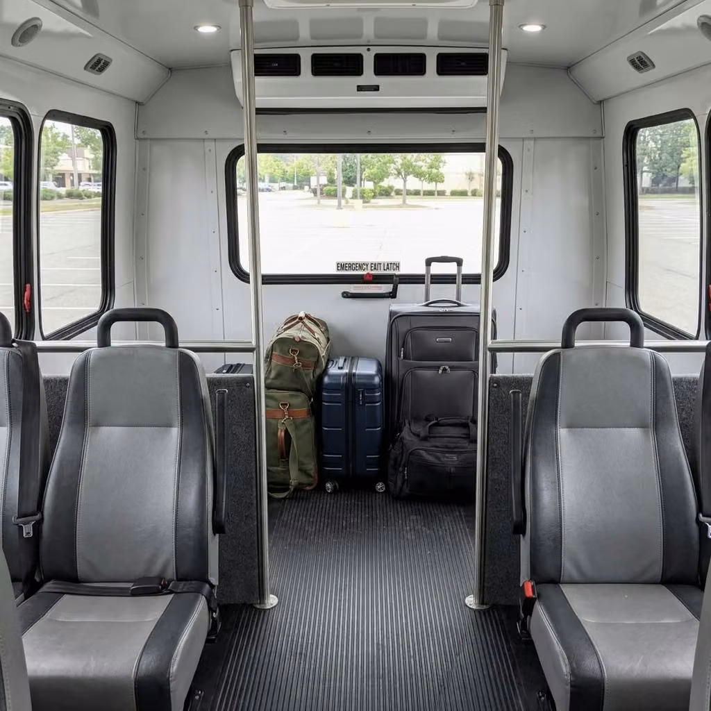 tucker 30 passenger minibus luggage area