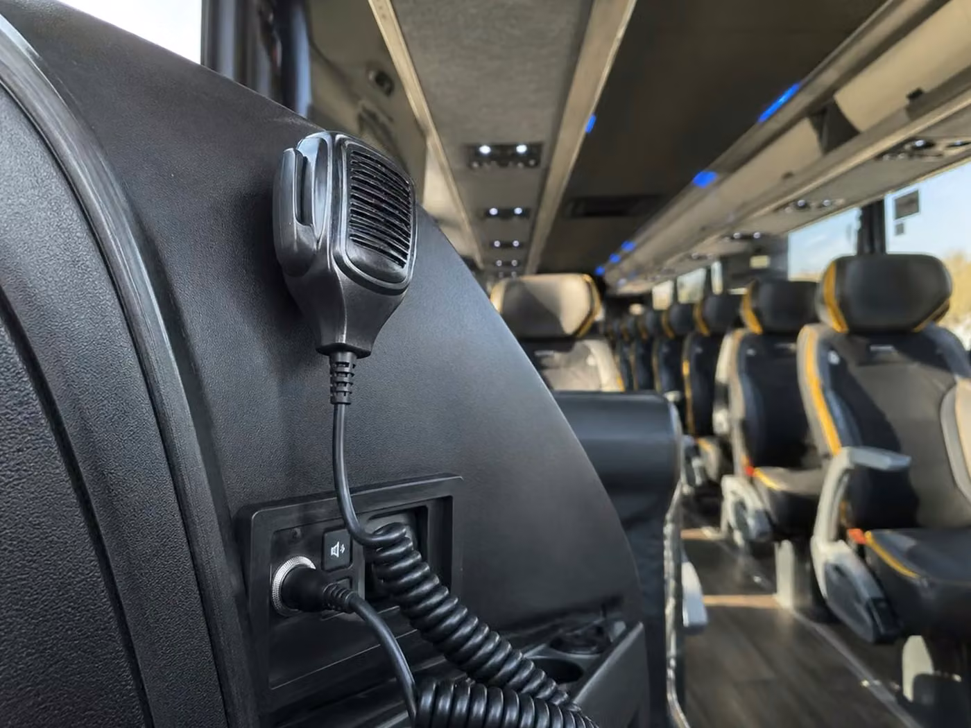 tucker 56 passenger charter bus pa system