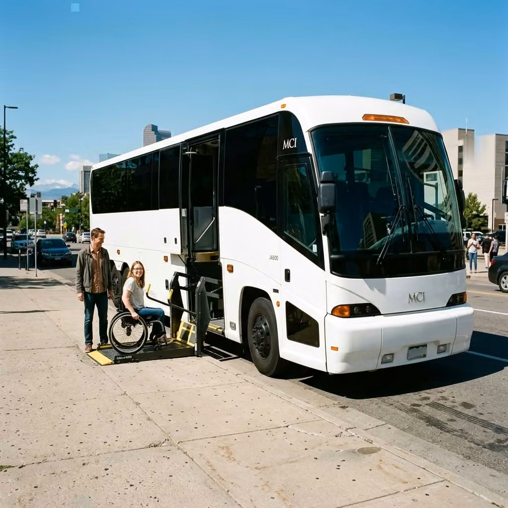 tucker 56 passenger charter bus wheelchair lift