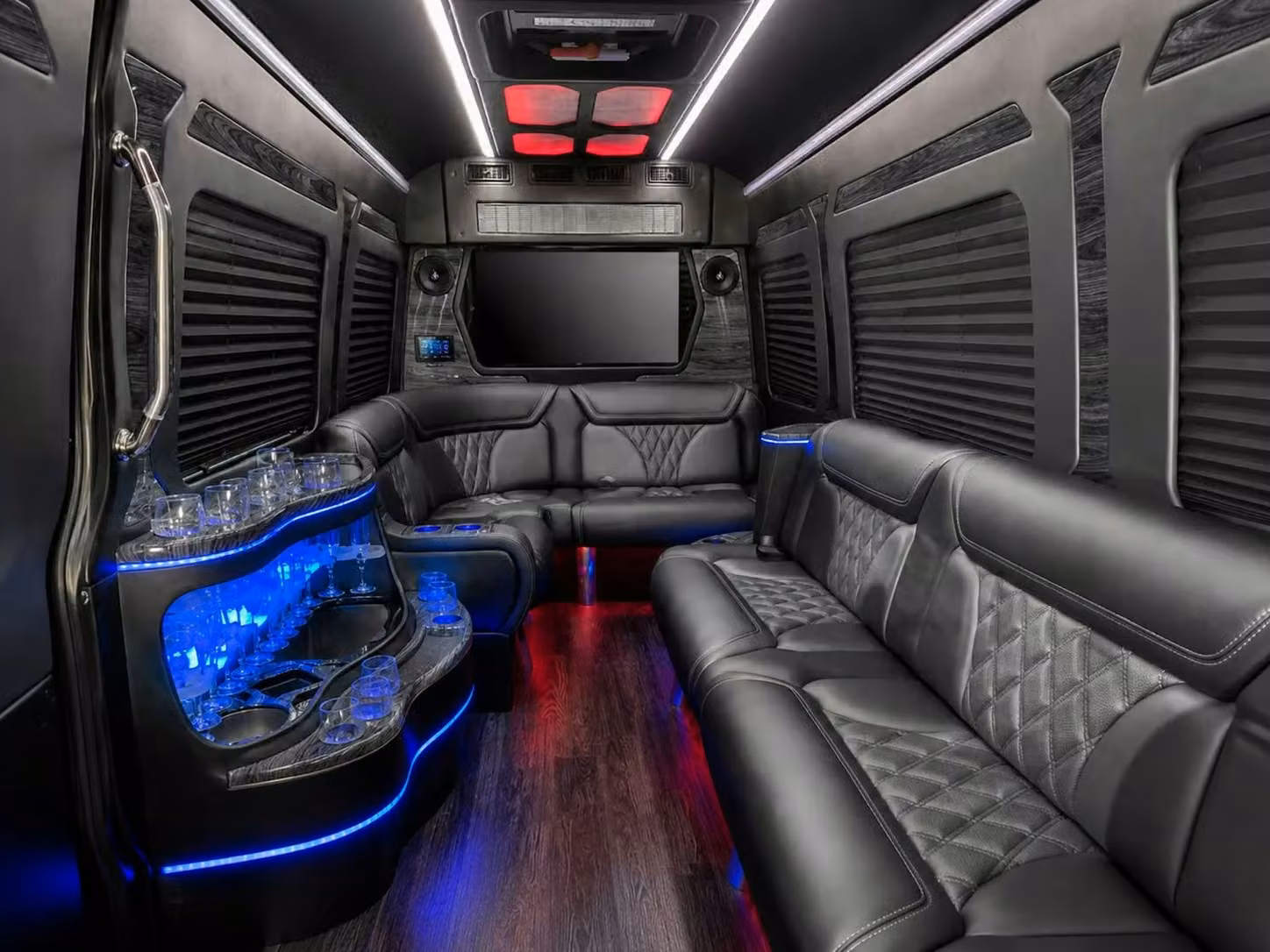 tucker 56 passenger long distance charter buses with onboard restrooms