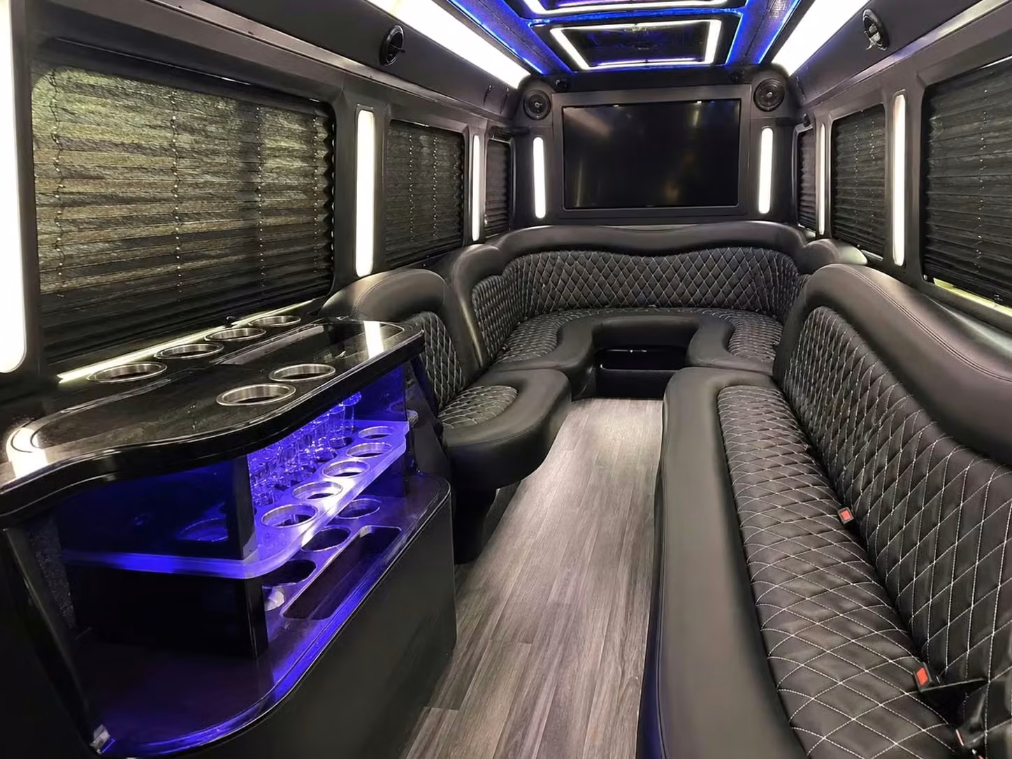 tucker party bus bar area
