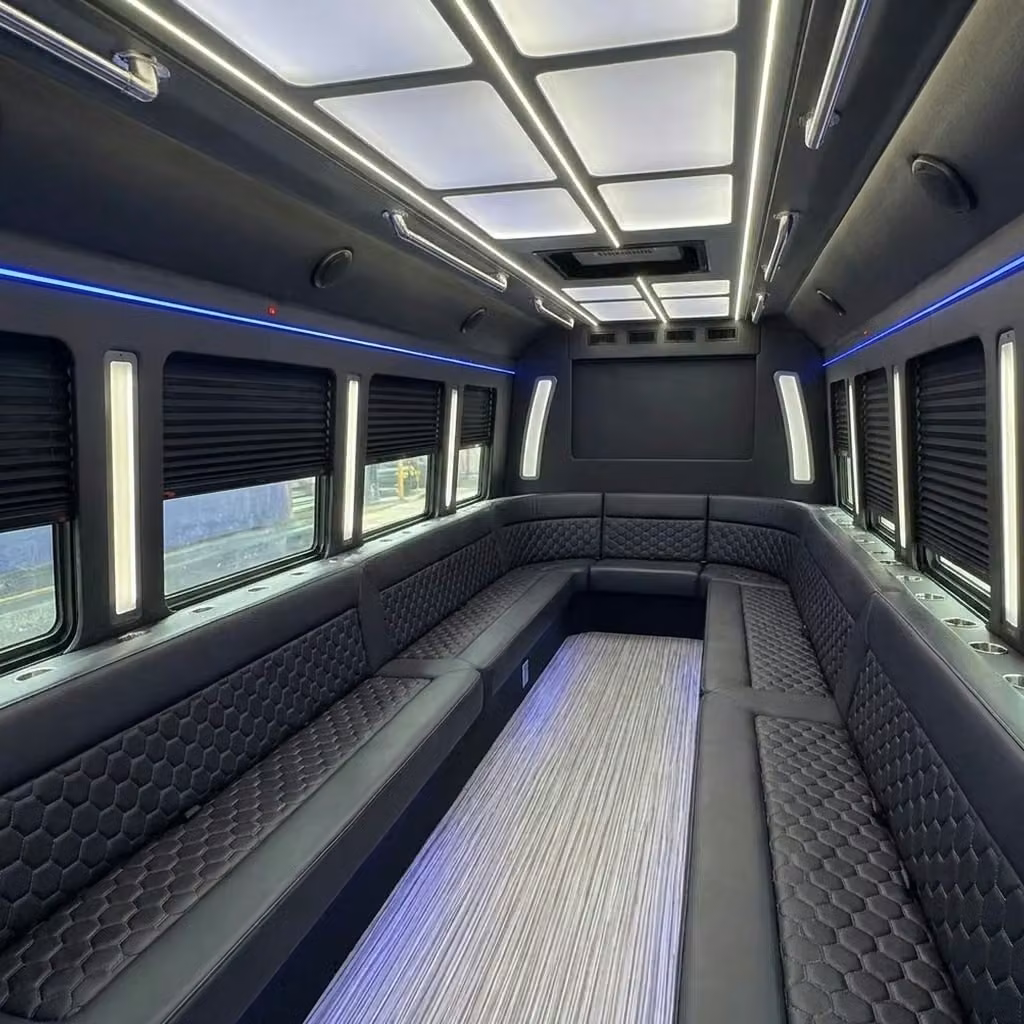 tucker party bus wraparound seating