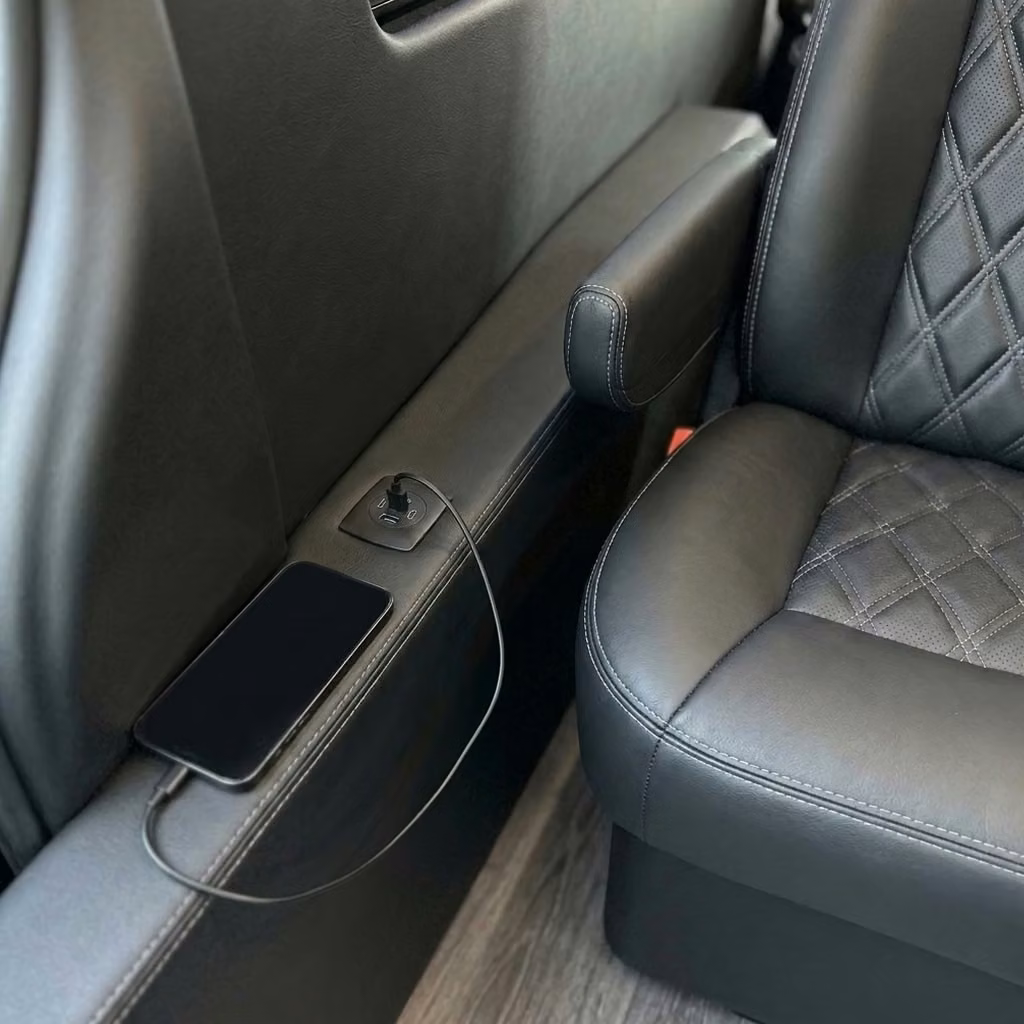 tucker sprinter van rental with driver usb charging